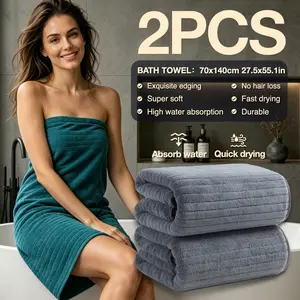 Luxury Minimalist Bathroom Set, 2 Pieces, 27.5x55.1 Inch Coral Fleece Towels, Soft Absorbent, Durable Hemmed Edges, Hotel Grade, Home Essentials