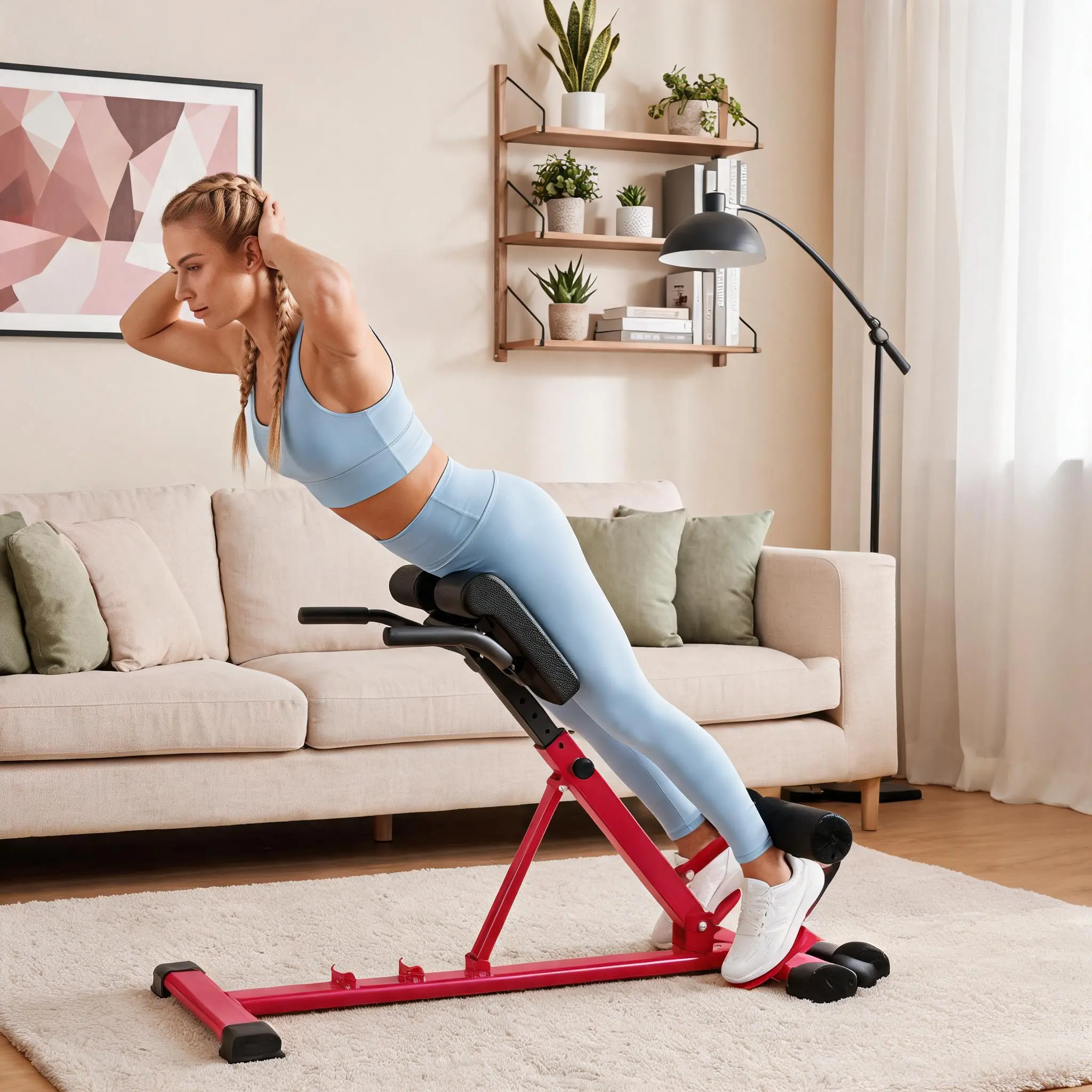 Heavy Duty Roman Chair Hyperextension Bench for Home Gym - Carbon Steel Construction - Adjustable - 330 lbs Capacity - Core, Glutes & Lower Back Strength Training - Multifunctional Fitness Equipment - Black Red