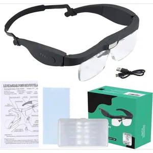 UrGlame Magnifying Glasses with Light, Rechargeable Head Magnifier with 5 Detachable Lenses (0.75X-4.0X), Hands-Free Magnifying Glass for Close Work, Reading, Jewelry Repair, Crafts, Electronics & Hobbies