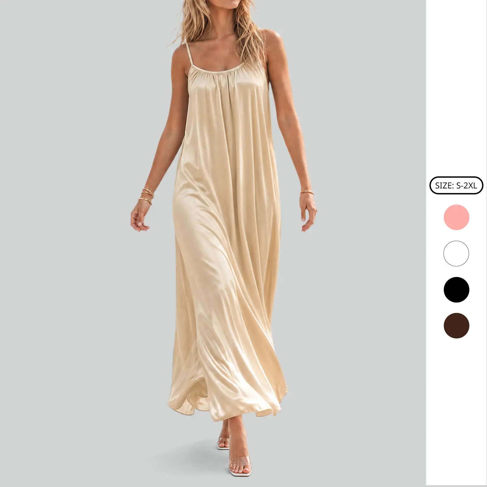 Imily Bela Women's Spaghetti Strap Maxi Satin Silk Dresses Slip Cowl Neck Party Cocktail Evening Nightgown Silky Dress Imily Bela Women's Spaghetti Strap Maxi Satin Silk Dresses Slip Cowl Neck Party Cocktail Evening Nightgown Silky Dress