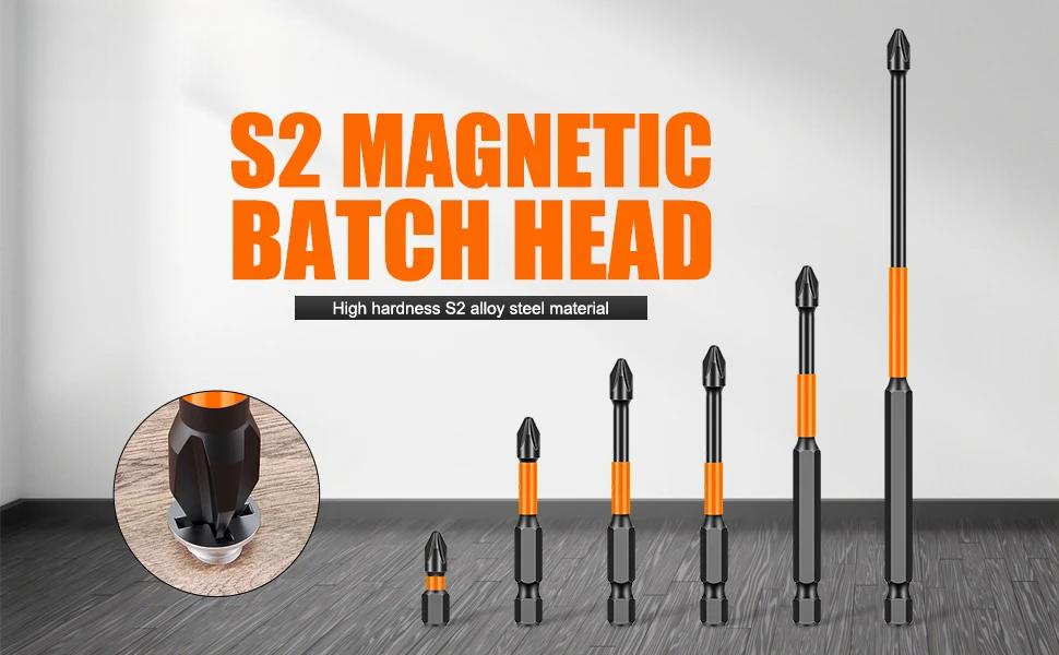 PH2 Strong Magnetic Cross Torque Head Screwdriver S2 Steel Electric Head High Hardness Magnetic Anti-slip Electric Drill Bit Size:(25mm,50mm,65mm,70mm,90mm,150mm)