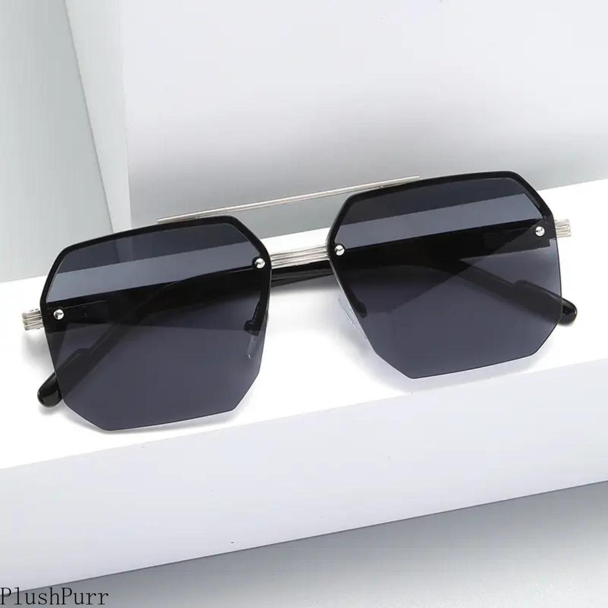 Pilot Sunglasses Men Flat Top Half Frame UV400 Sun Glasses Classic Travel Casual Vintage Shades