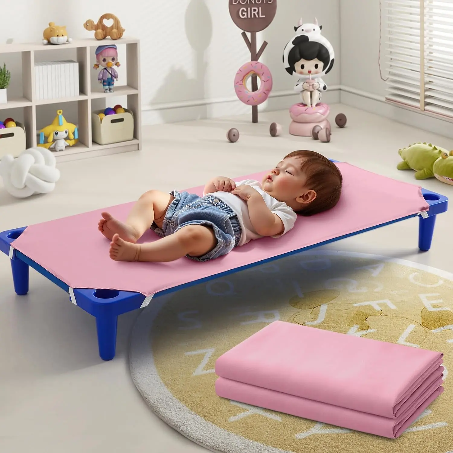 2 Pack Pink Cot Sheets for Daycare, 23" x 51"| Daycare Cot Sheets, Microfiber Fitted Cot Cover, for Preschool Kids Nap Time, Daycare