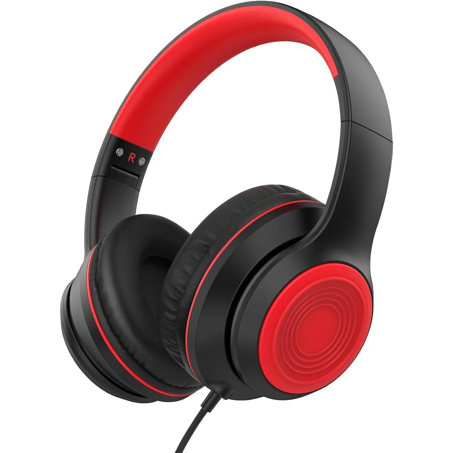 R10 Over-Ear Headphones with Microphone, Lightweight Folding Stereo Bass Headset with 1.5M No- Cord, Portable Wired Headphones for Smartphone Tablet  MP3 / 4 (Black)