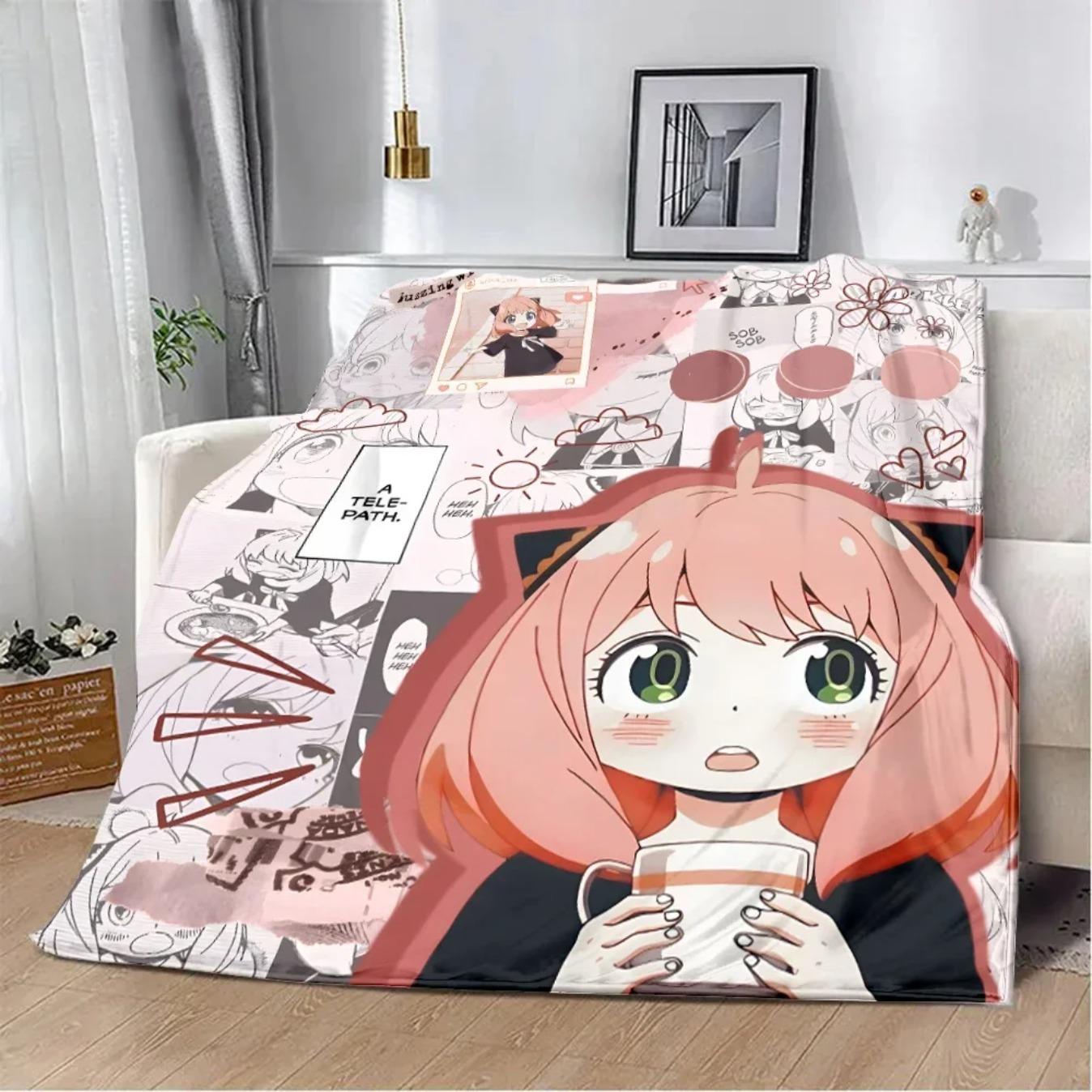 Spy x Family Anime Cartoon Printed Flannel Blanket Soft Cozy Warm Throw Blanket for Sofa Bed Picnic Travel Home Decor Birthday Gift for Fans