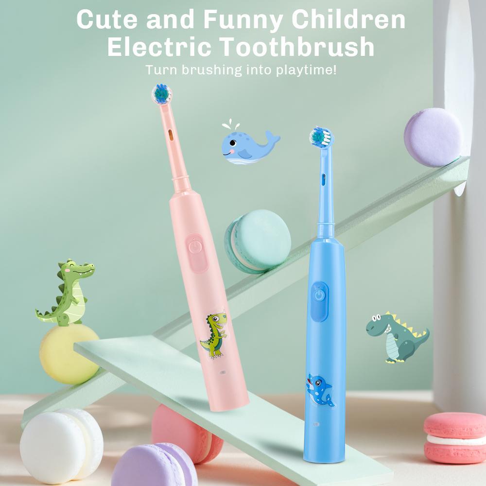 Rotating Brush Head Electric Toothbrush, 25° Rotation + 3D Vibration, 3 Modes, 30-Day Long Life, Type-C Fast Charge, Ip67 Waterproof, Cartoon Design