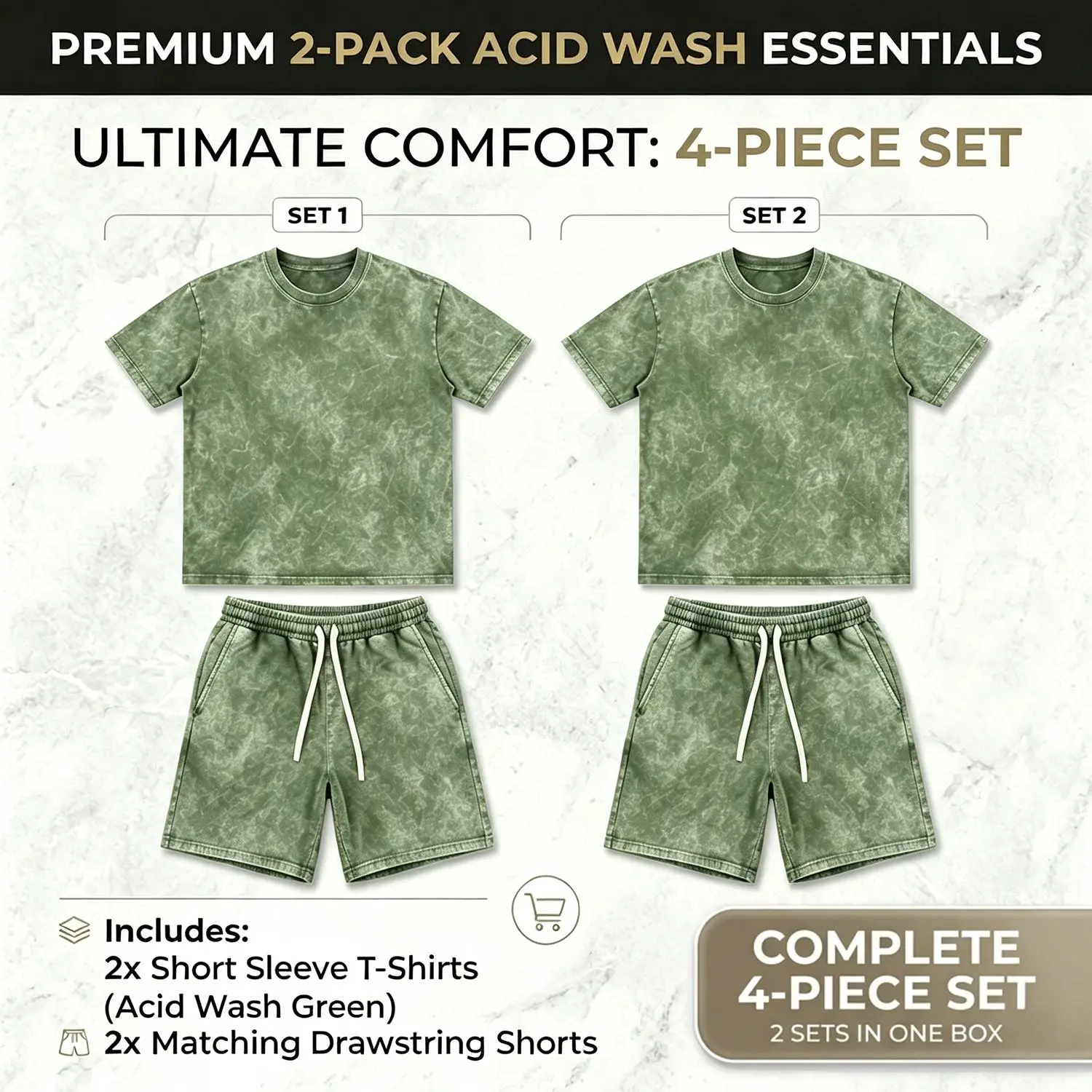2 Sets-Acid Wash Green