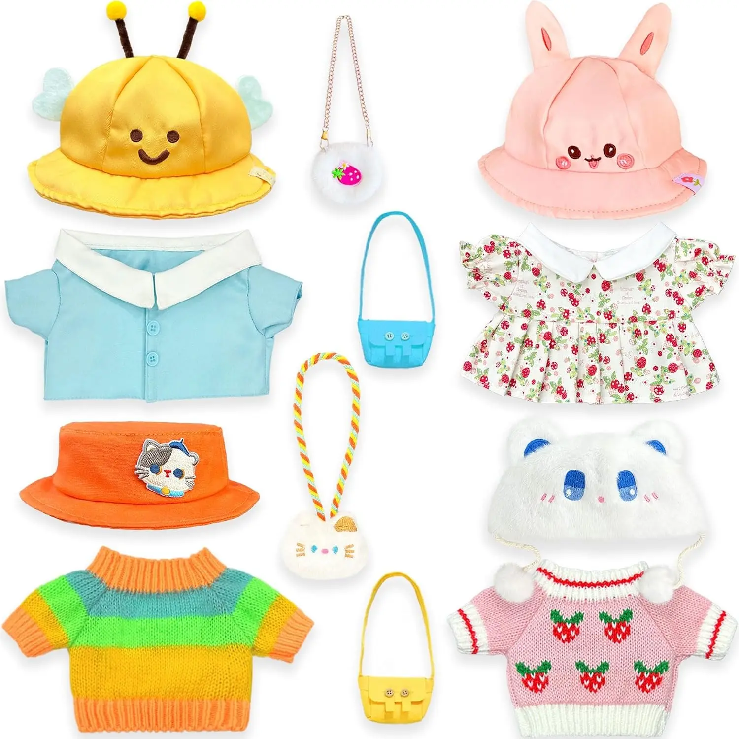 12 Pcs Capybara Plush Clothes & Accessories Set, Stuffed Animal Dress Up Clothes for 12 Inch Capybara Plush Toys (Yellow)