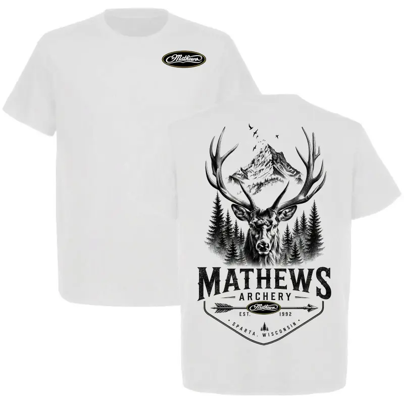 Graphic T-Shirt Mathews Archery Elk Mountain Rocky Mountain Stag Forest Graphic Tee, EST 1992 Sparta Wisconsin Hunting Shirt, Bowhunter Elk Hunting Tee, Unisex Casual Streetwear Camiseta Verano Shirt