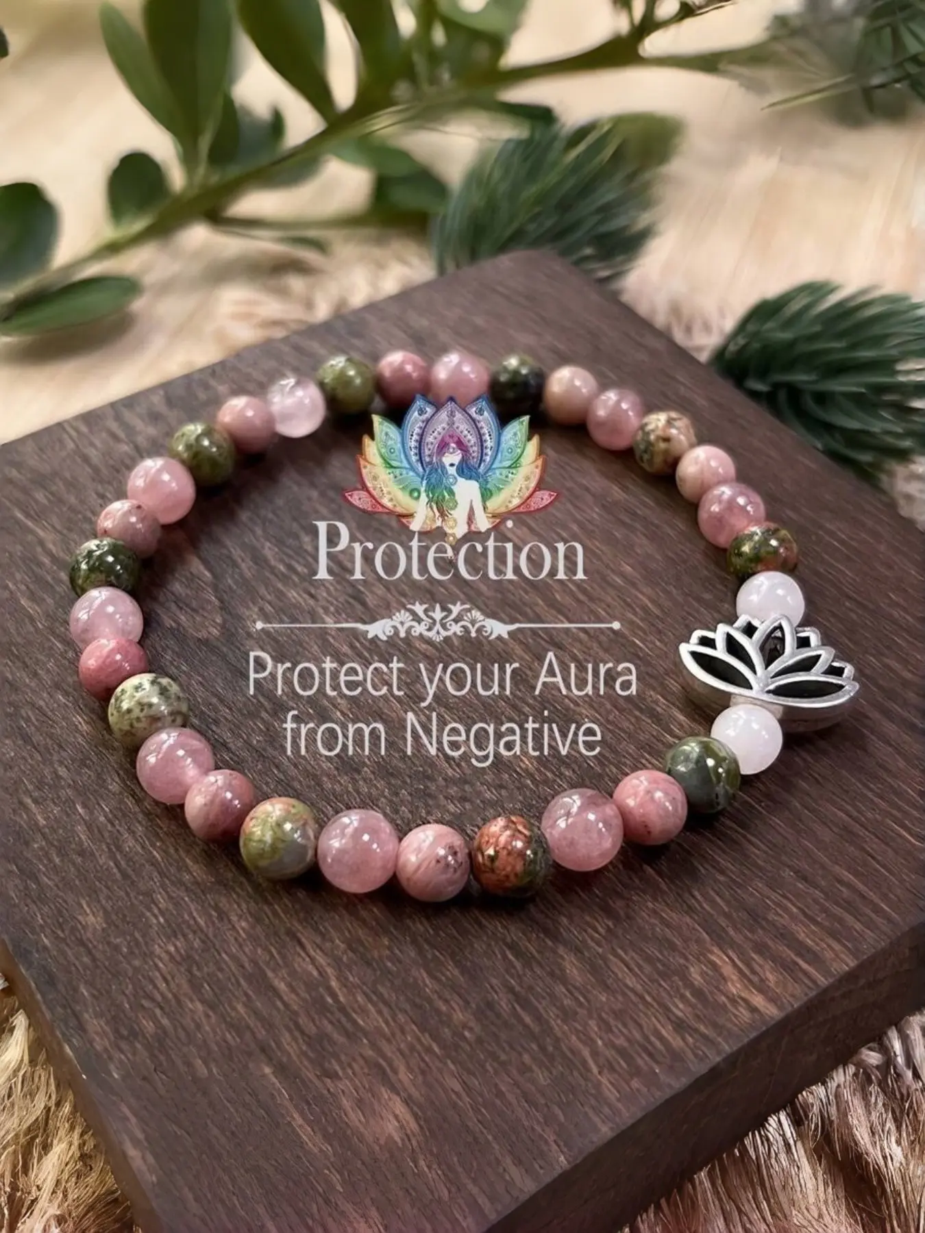 Chakra Bracelet, 6mm Rose Quartz, Rhodonite, Unakite Round Natural Stones Beads, Prosperity & Love, Boho Style Jewelry Gift For Women, Luxury Crystal Present For Lover