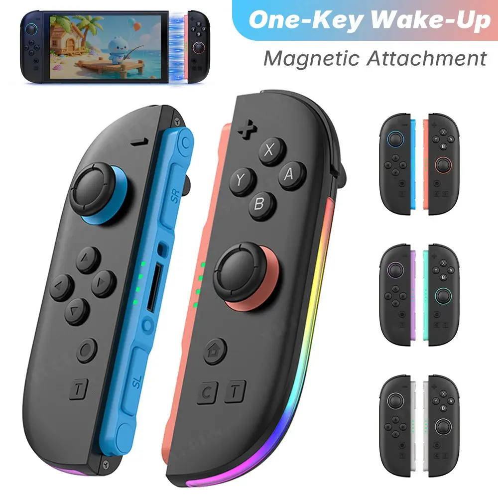 Wireless Joypad Controller for Switch2 Console, RGB Light Gamepad, One-Key Wake-Up, Magnetic Attachment, Turbo 9-Axis Motion, Dual Vibration