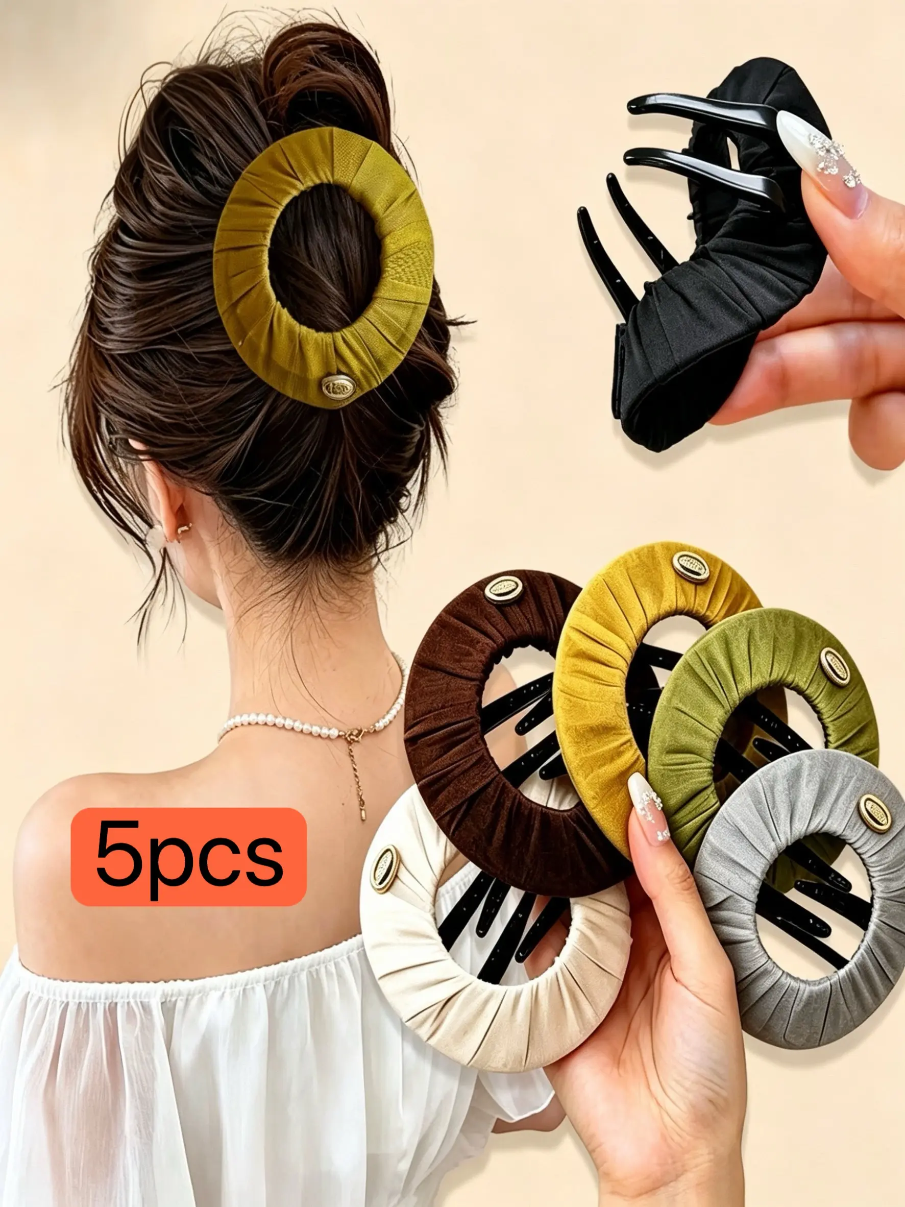 5pcs New Invisible Round Flat Hair Clips, Women's Fashion Simple Sports Yoga Hair Grips, Ideal for Daily Casual and Yoga Use