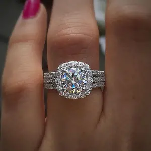 2026 New Fashion Ring Full Diamond Zircon Copper Jewelry Wedding Ring