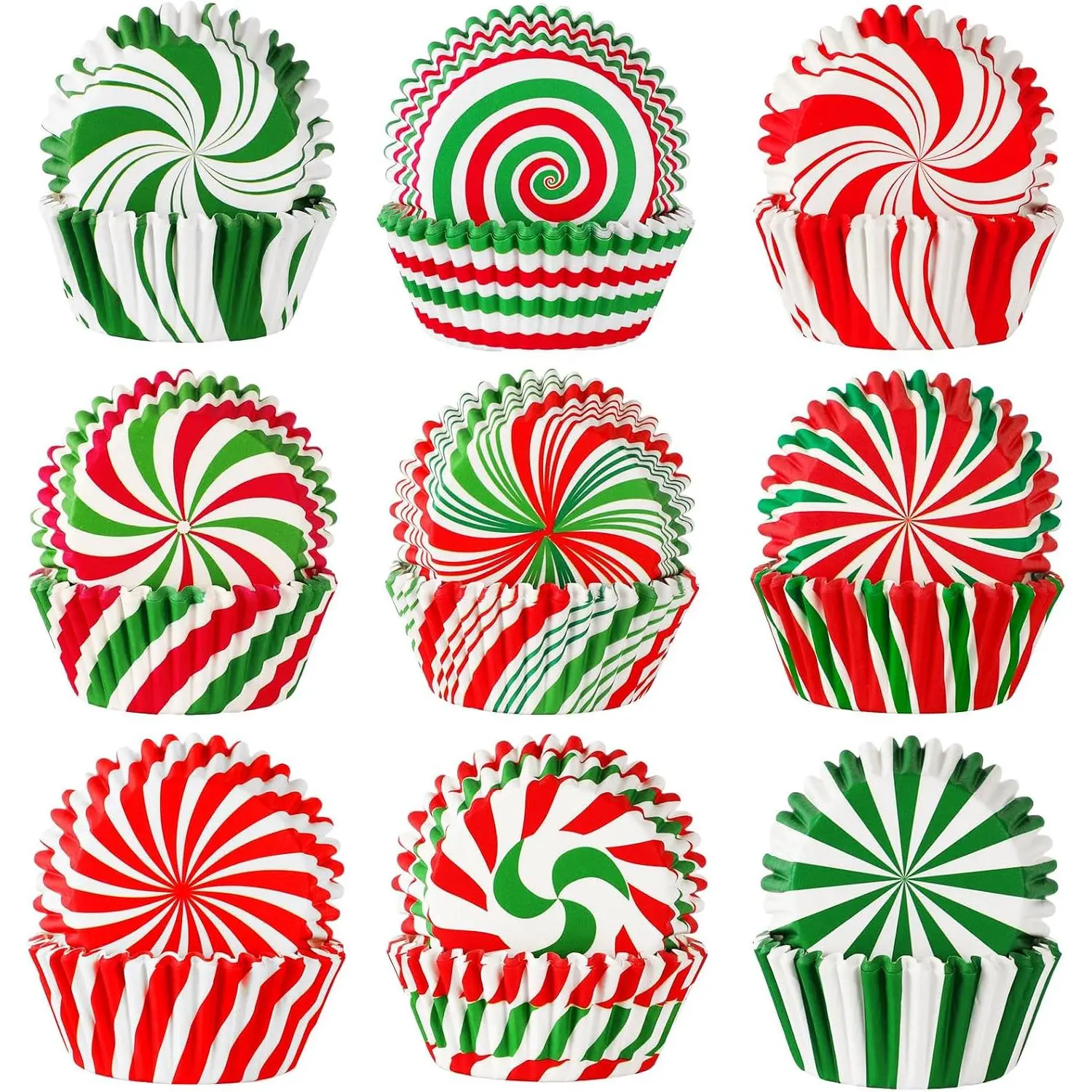 SANNIX 450pcs Christmas Cupcake Liners, Xmas Candy Pattern Baking Cups | Cupcake Wrappers, Paper Wraps Muffin Liners, for Christmas Holiday Birthday Party, Candy Cake Decorations Supplies,9 Designs