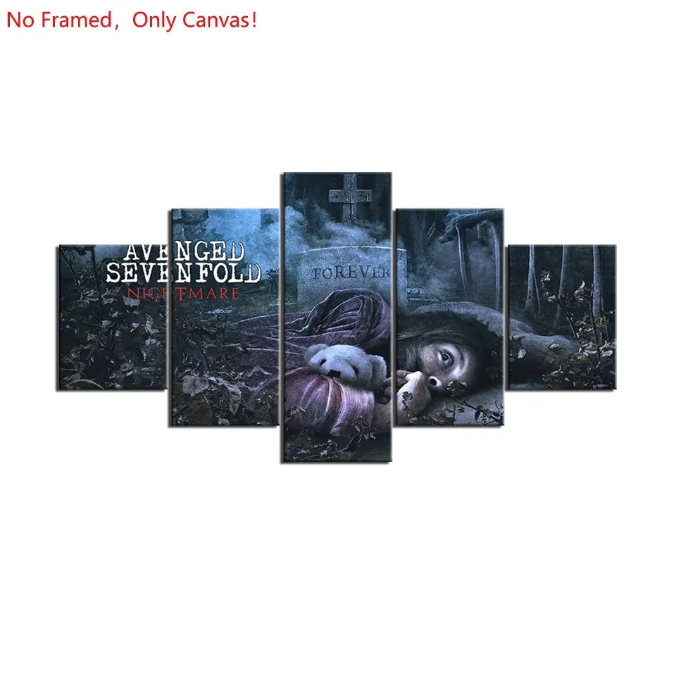 5 piece/set frameless canvas painting print poster, Classic Character Album art，Avenged Sevenfold Nightmare ，a perfect gift for Music loves, ideal gift for bedroom, living room, dorm hallway, kitchen, mural, wall decoration, room decor