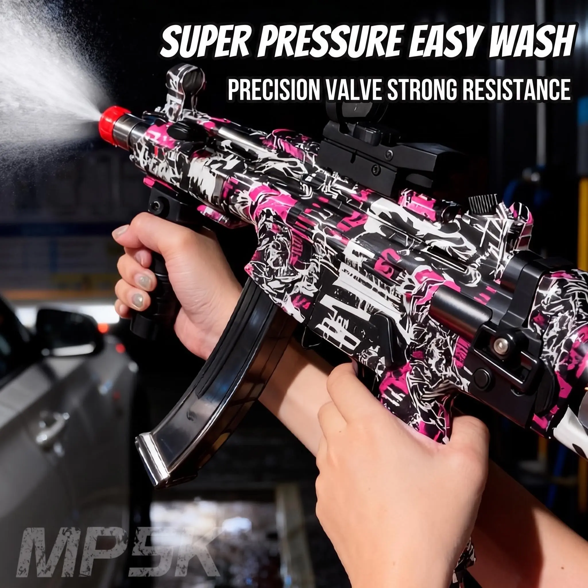 Mp5 High-Pressure Car Wash Gun, Car Wash Sprayer, Portable Power Washer with 4 Multi-Function Nozzles, Ideal for Outdoor Home Car Cleaning, Garage Garden Maintenance