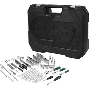 GARVEEMechanics Tool Set 216-Piece SAE/Metric Socket & Wrench Kit Durable Rolling Tool Box Portable for Automotive Repair DIY