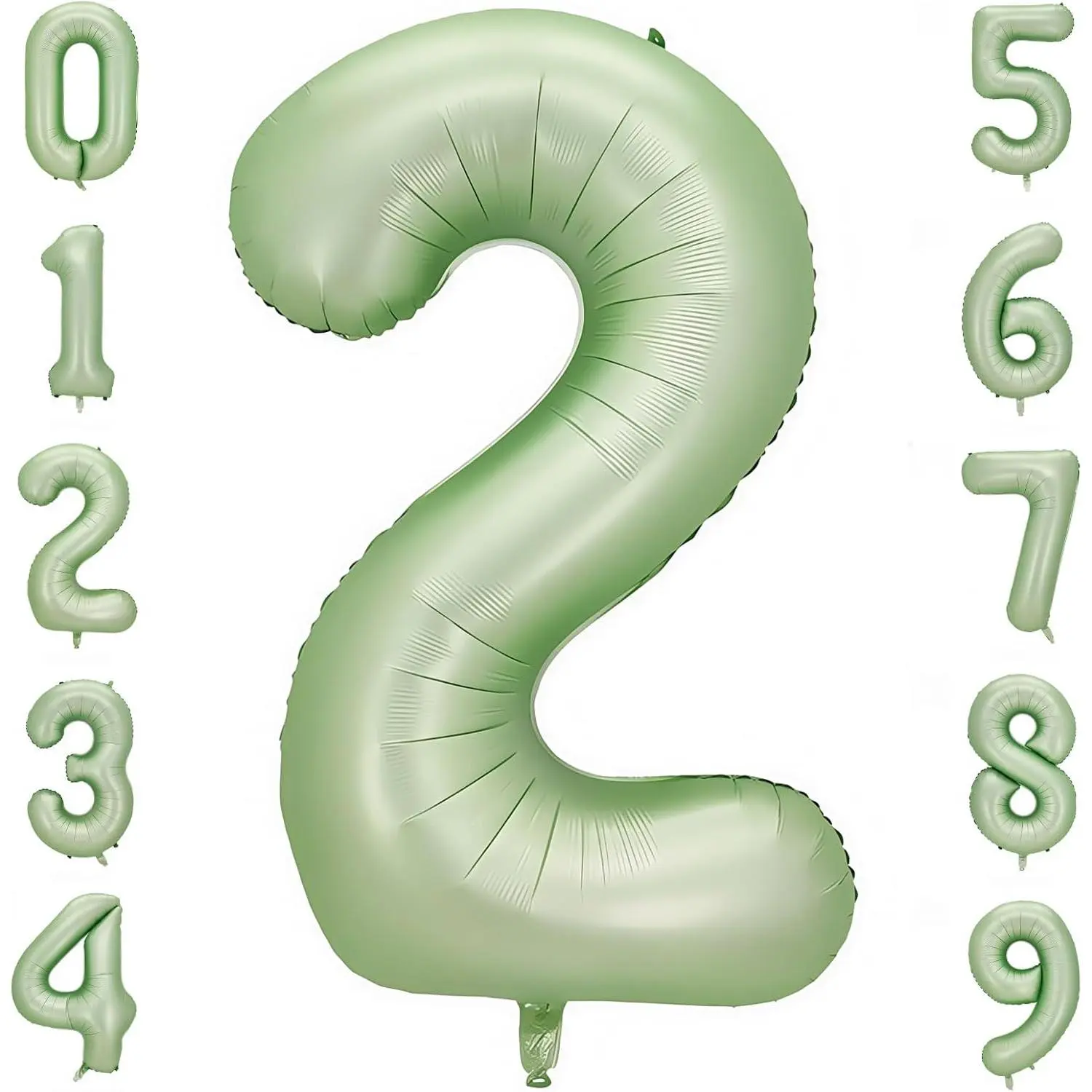40 in Sage Green & Olive Green Number 2 Large Helium Foil Mylar Balloons, Home Party Decor for Baby Shower & Jungle-Themed Celebrations