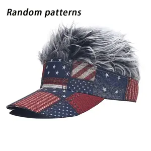 Vintage Sun Visor with Attached Short Hair Wig, Hip-Hop Streetwear Style, Versatile Party Accessory