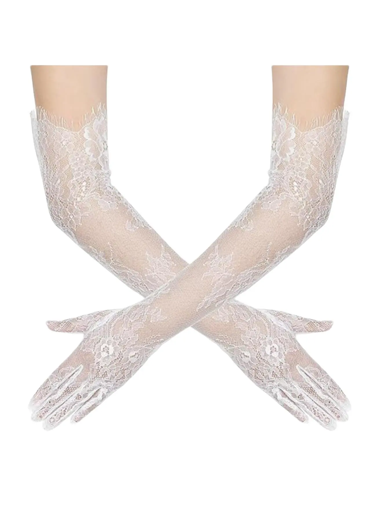 Bridal gloves new style Elegant ultra-fairy white lace tulle long wedding photoshoot wholesale marriage accessories