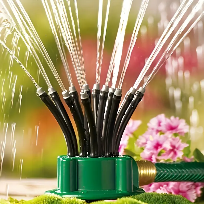 3-Piece automatic garden sprinkler with 360-degree coverage, designed for watering lawns and gardens, without electricity, with various accessories as a garden irrigation tool