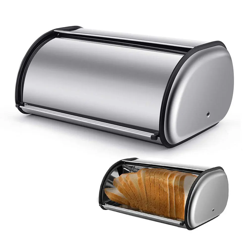 Stainless Steel Bread Box, Large Multi-Purpose Kitchen Storage Container with Lid, Airtight Countertop Organizer for Bread, Pastry, Snacks, Produce, Bowls & Utensils