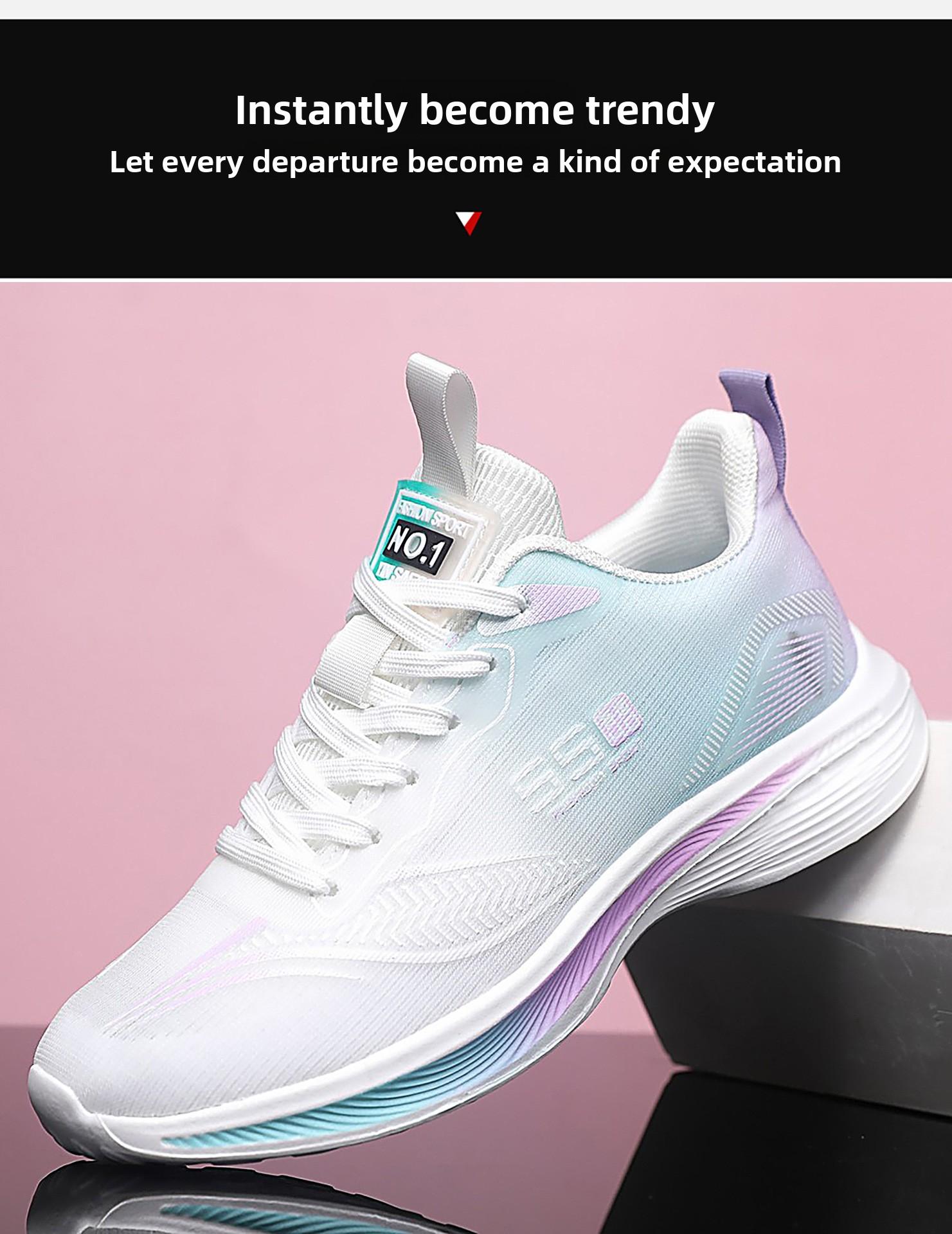 Women's Shoes Versatile Spring New Casual Women's Single Shoes Running Shoes Soft Sole Shock Absorption Lightweight Sports Shoes