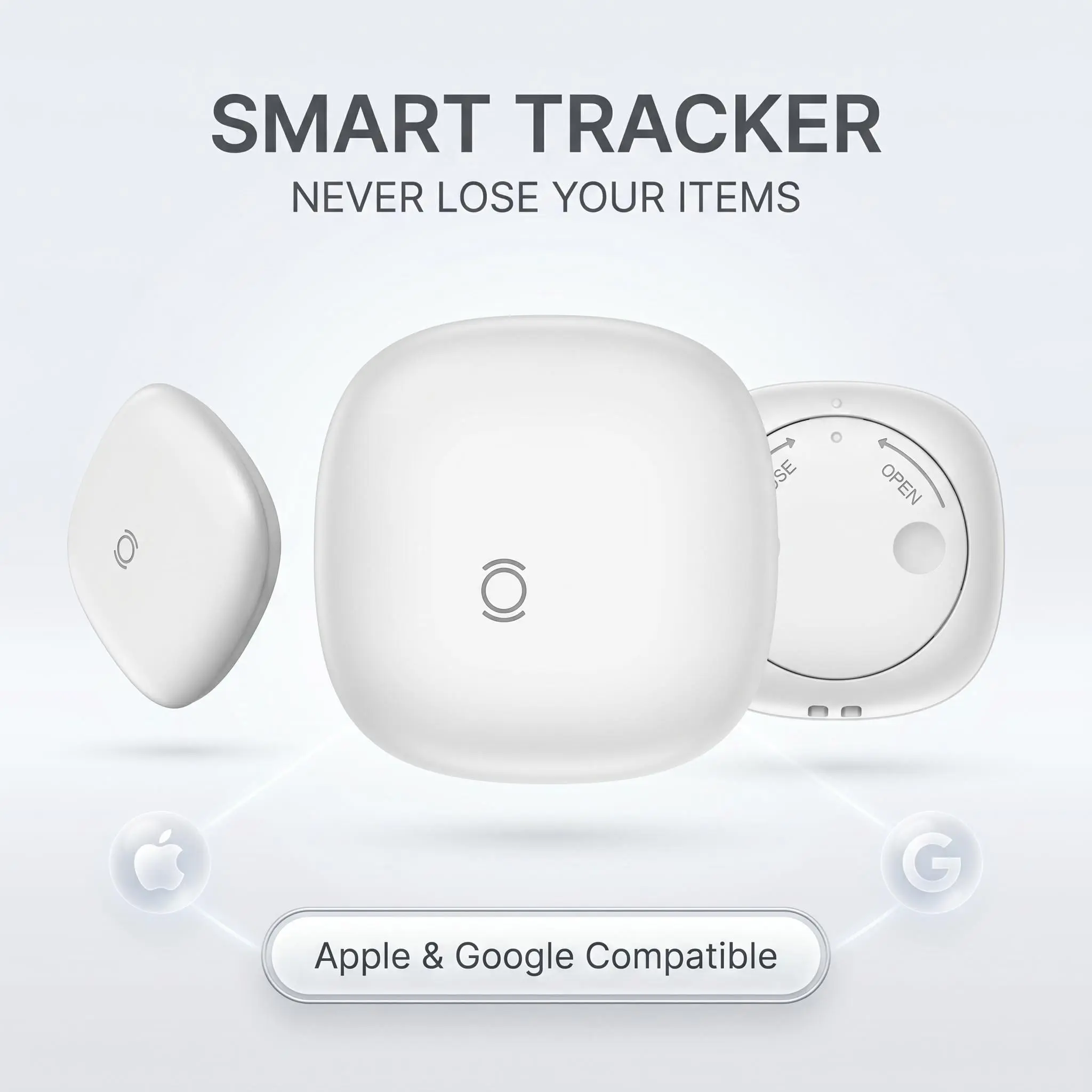 Smart Bluetooth Tracker Tag, Anti Lost Item Finder for Keys Wallet Luggage & Pets, Compatible with Apple Find My & Google Find Hub