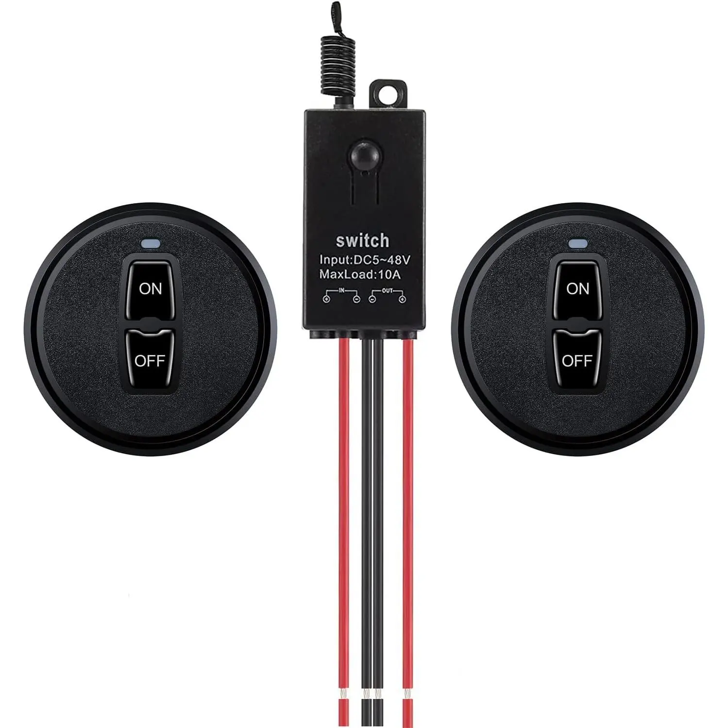 12V Mini Remote Control with Remote On/Off - DC 12V/24V/48V 10A RF Relay, 328FT Long Range for Lamps, LED Lights, Fans