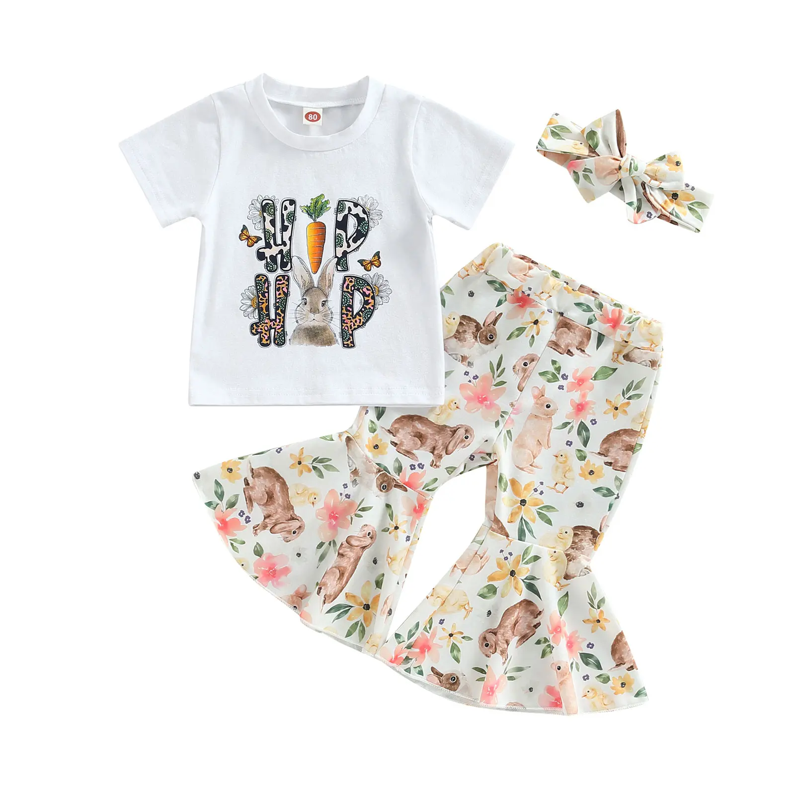 Easter Baby Girl Outfit My First Easter Bunny Onesie Romper Bell Bottoms Pants Newborn Easter Clothes