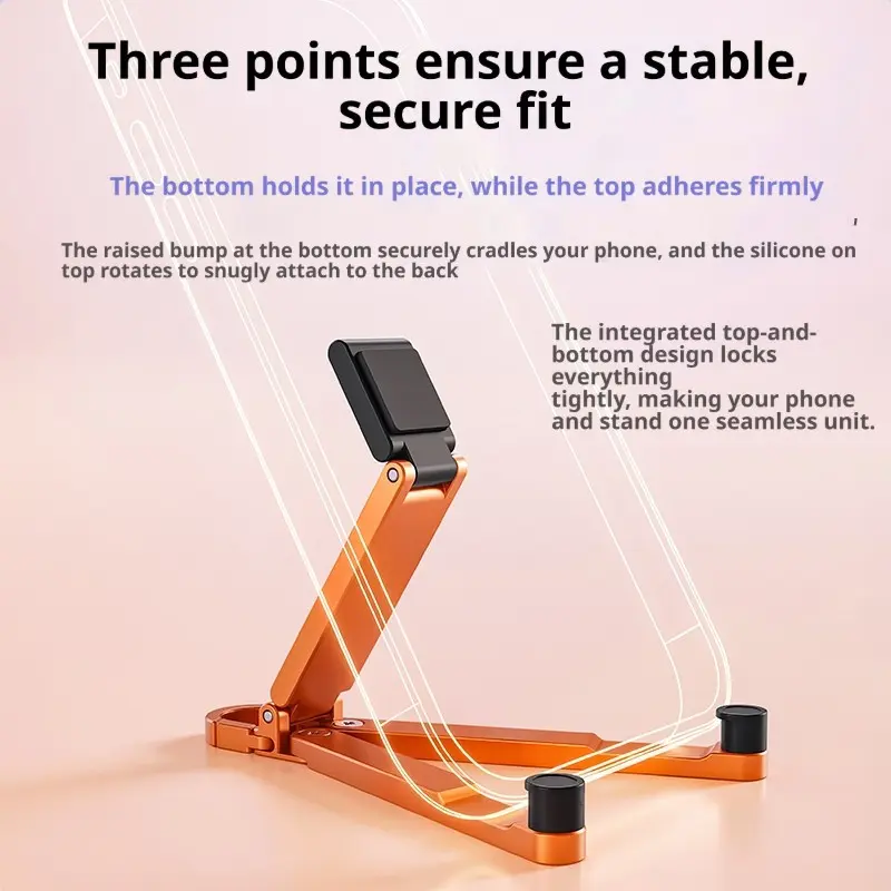 Desktop Aluminum Alloy Folding Portable Keychain Phone Holder, Multi-Functional Universal Outdoor Business Travel Phone Holder