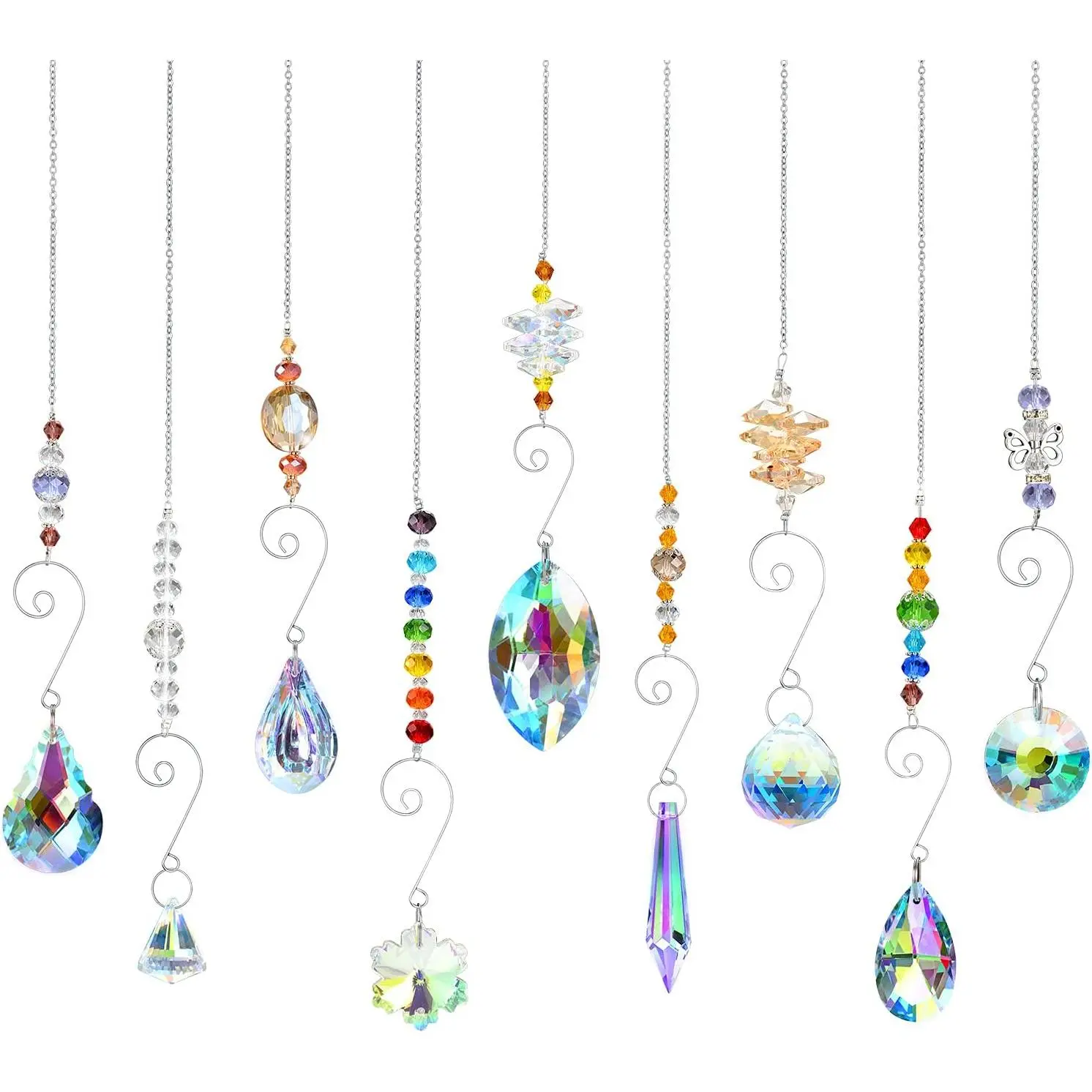 Suncatchers,    Ornament Sun Catcher with Chain, 9 Pack Glass Beads Ball Prisms Pendant Rainbow Maker for Window  Office Garden Decoration