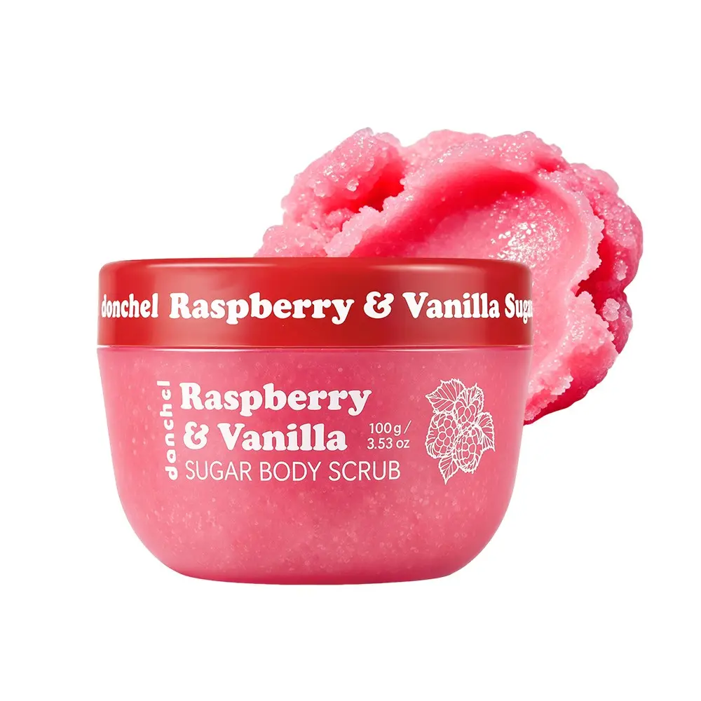 Raspberry Vanilla Sugar Body Scrub, Deep Cleansing Moisturizing Hydrating Exfoliant, Seasonal Dead Skin Remover, Gentle Skincare Solution