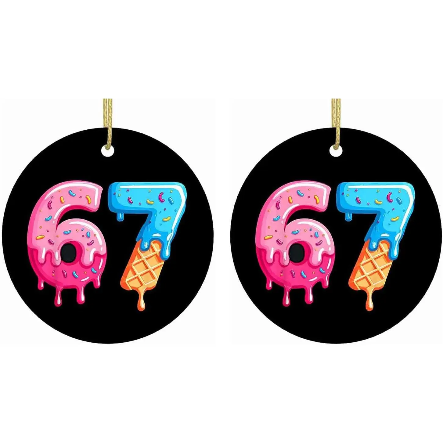 2 Pack 6 7 Christmas Ornament,67 Meme Funny Ornament Xmas Tree Ornament  Decor