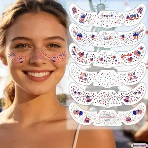 Patriotic Freckle Face Realistic Temporary Tattoos - 4th of July Accessories for Women, USA 250th Anniversary Party Supplies, All Skin Types Fashion Accessory Sets for Summer Events