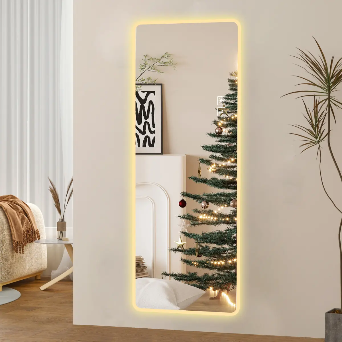 65"x21" LED Vanity Mirror with Lights, Full Length Wall-Mounted Makeup Mirror, Stepless Dimming & 2-Color Temperature, Shatterproof & Anti-Oxidation Silver Mirror for Bathroom, Bedroom & Dressing Room