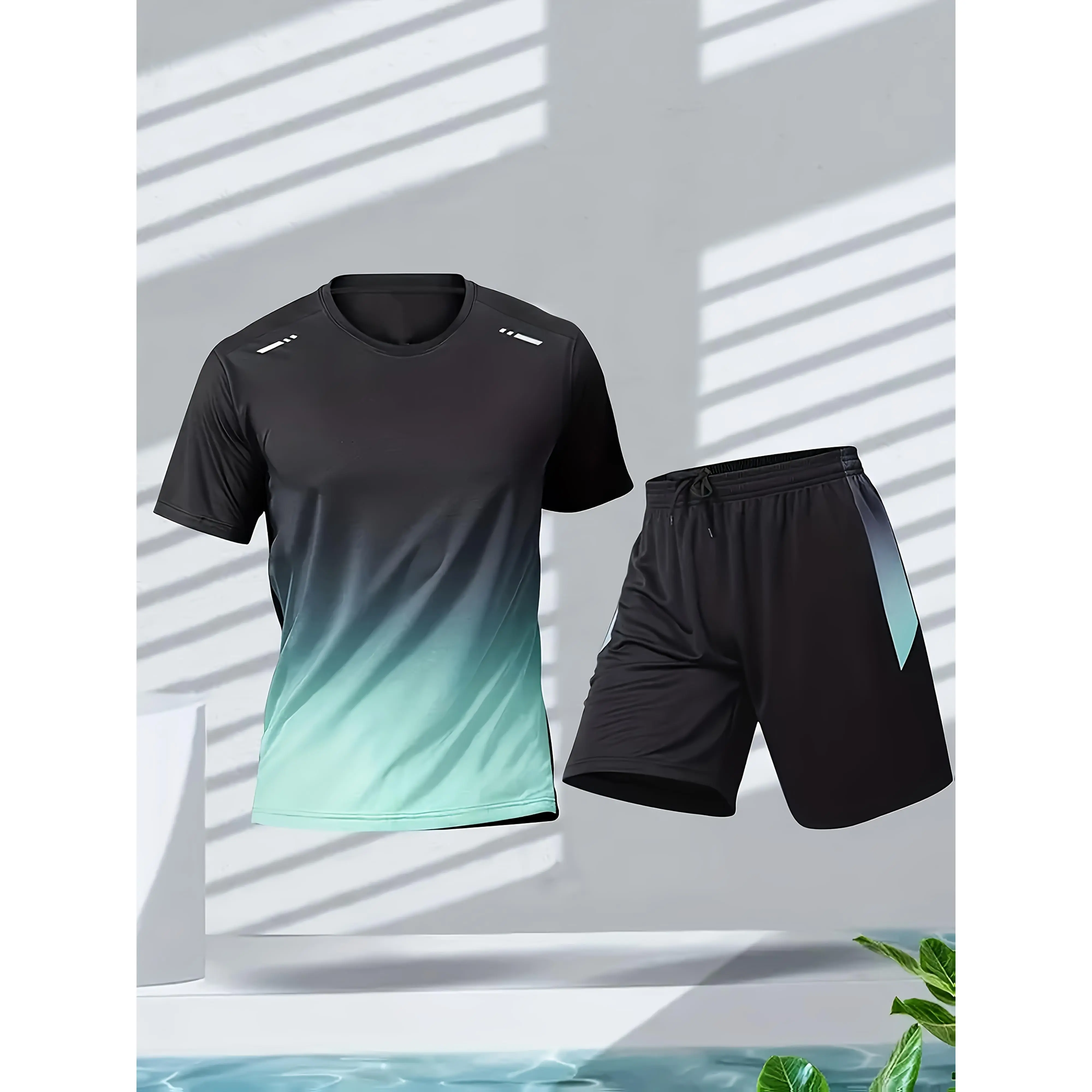 [Quick-dry |   Ice Silky] 2pcs Quick-dry Ice Silky Men's Sports Suit |   Top + Shorts Fitness Clothes |   Short-sleeved T-shirt Badminton Basketball Football Running Set