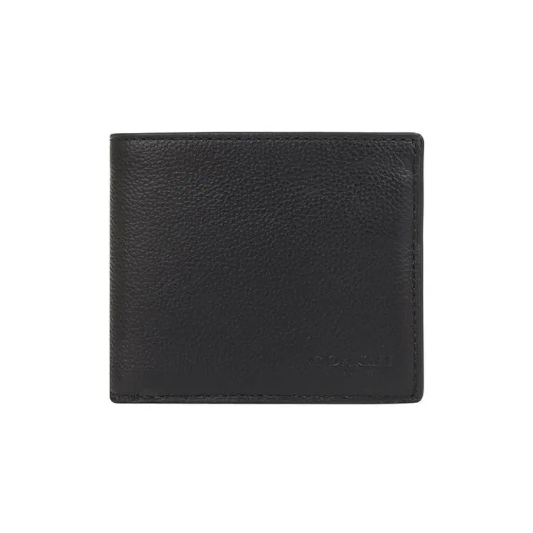 COACH Billfold Wallet for Men – Classic Compact Fold-Over Style in Black