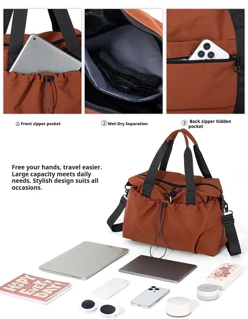 Dry Wet Separation Gym Bag Drawstring Design for Men Women Couples Expandable Casual Luggage Duffle Ideal for Short Trips Business Travel Yoga Swimming Workout Water Resistant Large Capacity Multi Compartment Lightweight Portable Sports Duffel with Shoe C