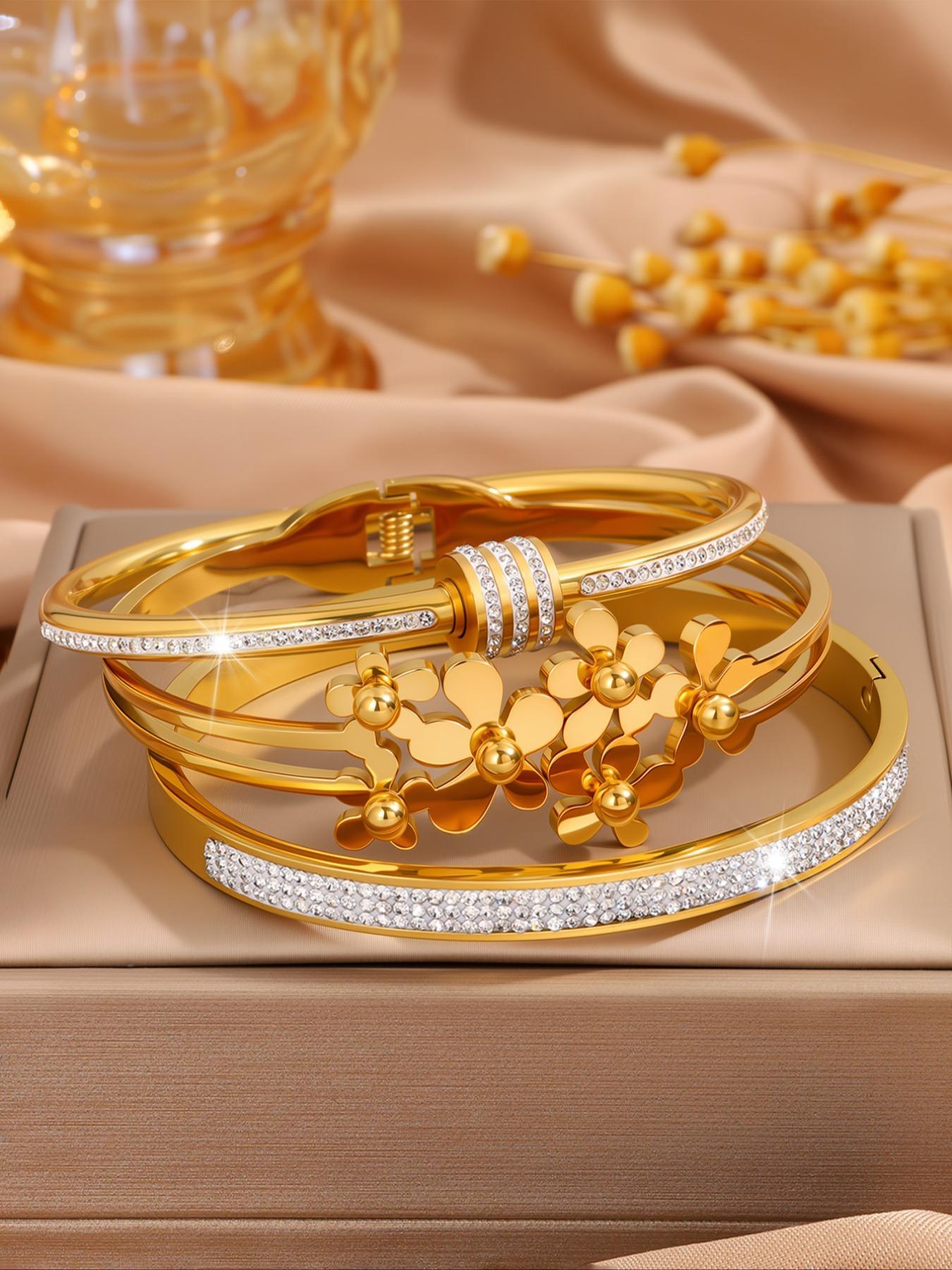 Elegant Luxury Bracelet Set, Stainless Steel Jewelry for Women & Men, Trendy All-match & Exquisite Jewelry for Birthday Gift