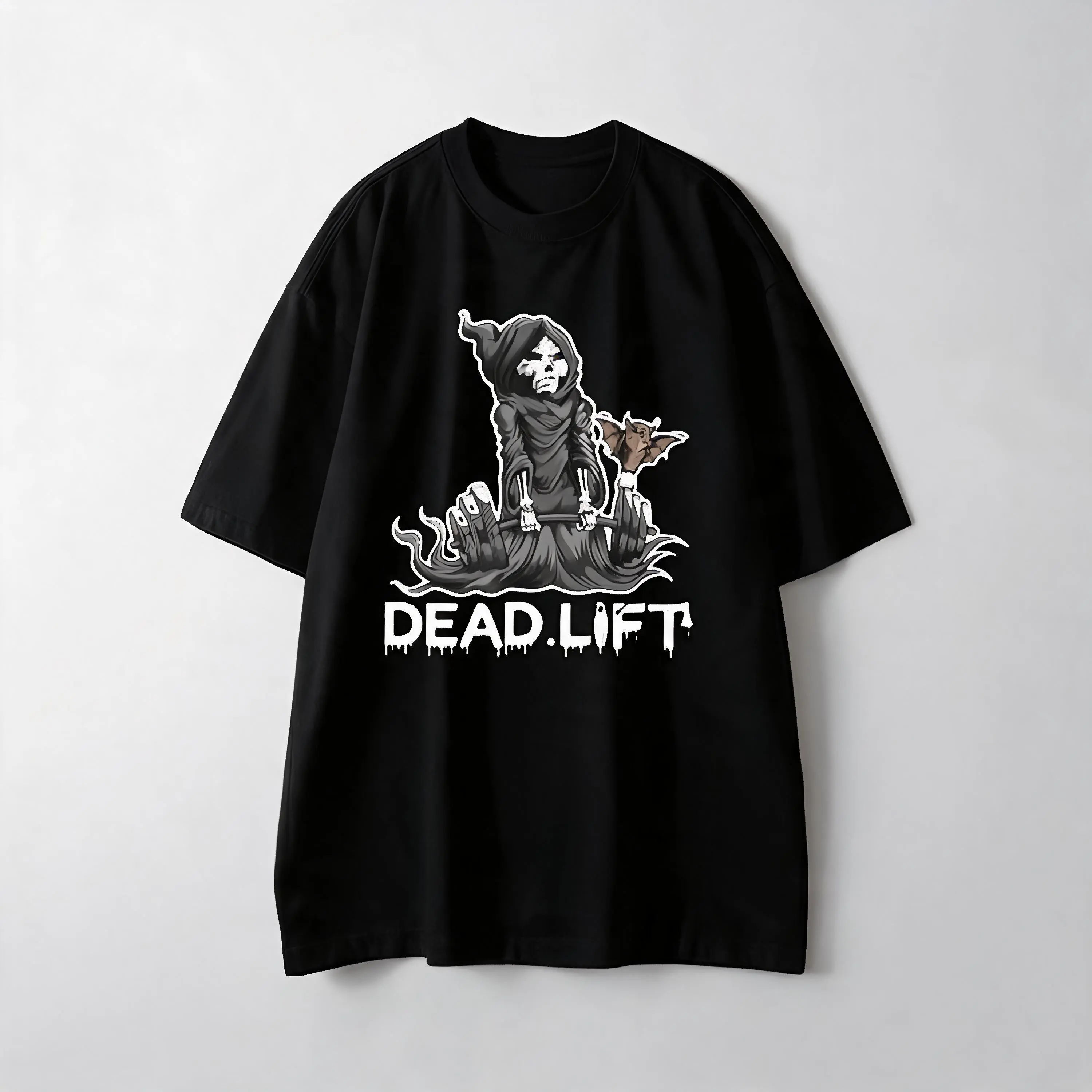 Unisex Deadlift Grim Reaper Gym Pun T-Shirt Funny Dark Humor Weightlifting Graphic Tee Fitness Funny Womens T Shirts Trendy Casual Mens Ladies T-Shirt Gift for Gym Rat Tops Halloween Shirt Black