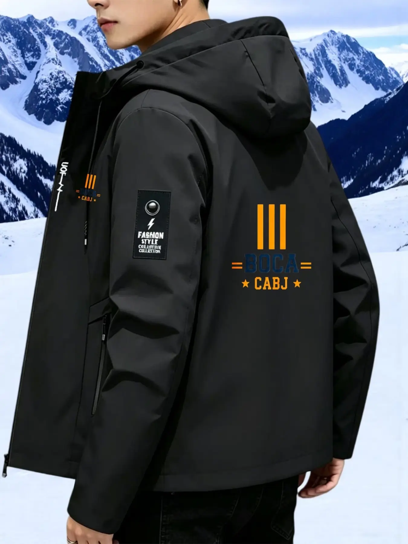 Boca Cabj Solid Print Jacket, Fashion Style Series, Hooded Jacket, Casual, Sporty, Workwear, Trendy Outerwear for Men & Women