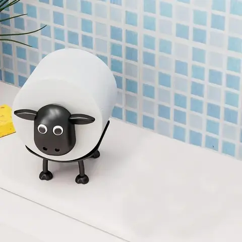 1/3 Counts Sheep Design Towel and Toilet Paper Holders, Creative Home Decor, Small Animal Design Dispenser, Adorable Kitchen Accessory, Bathroom Decorations, Bathroom Accessories
