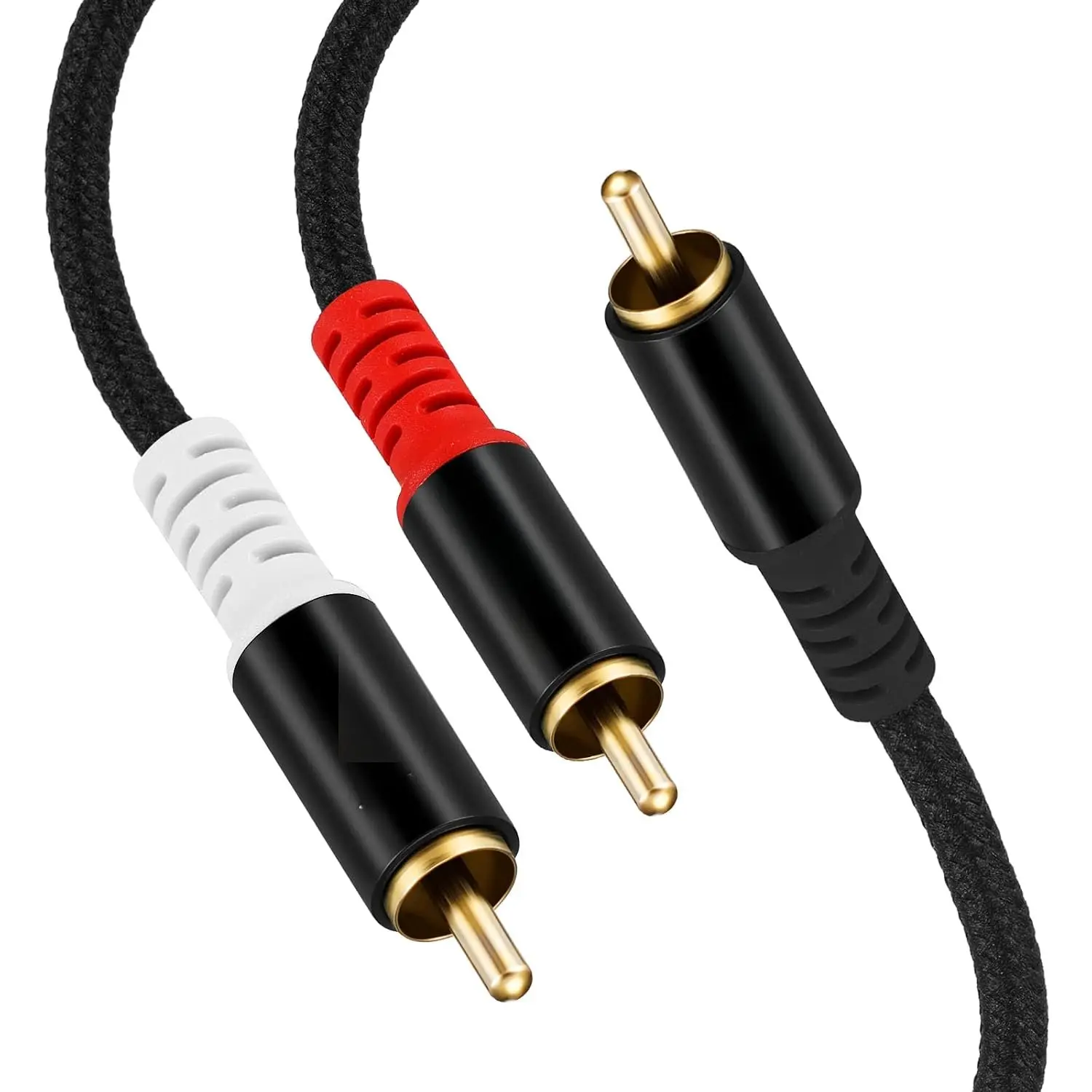 Durable Stereo Metal Phono Y Splitter Cable - 1 Male to 2 Male Y Adapter for Digital Devices, Subwoofers - 3.3Ft/1M Rubber-Plated High Bandwidth Connection Audio Accessory