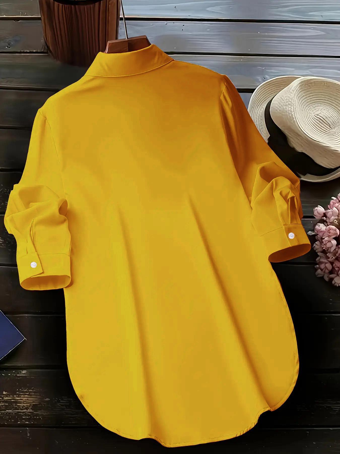Elegant Fashion Women's Collared Long Sleeve Shirt, Fitted Outer Shell, Moderate Fabric Thickness, Casual Style, Spring & Fall Wear Elegant Fashion Women's Collared Long Sleeve Shirt, Fitted Outer Shell, Moderate Fabric Thickness, Casual Style, Spring & Fall Wear