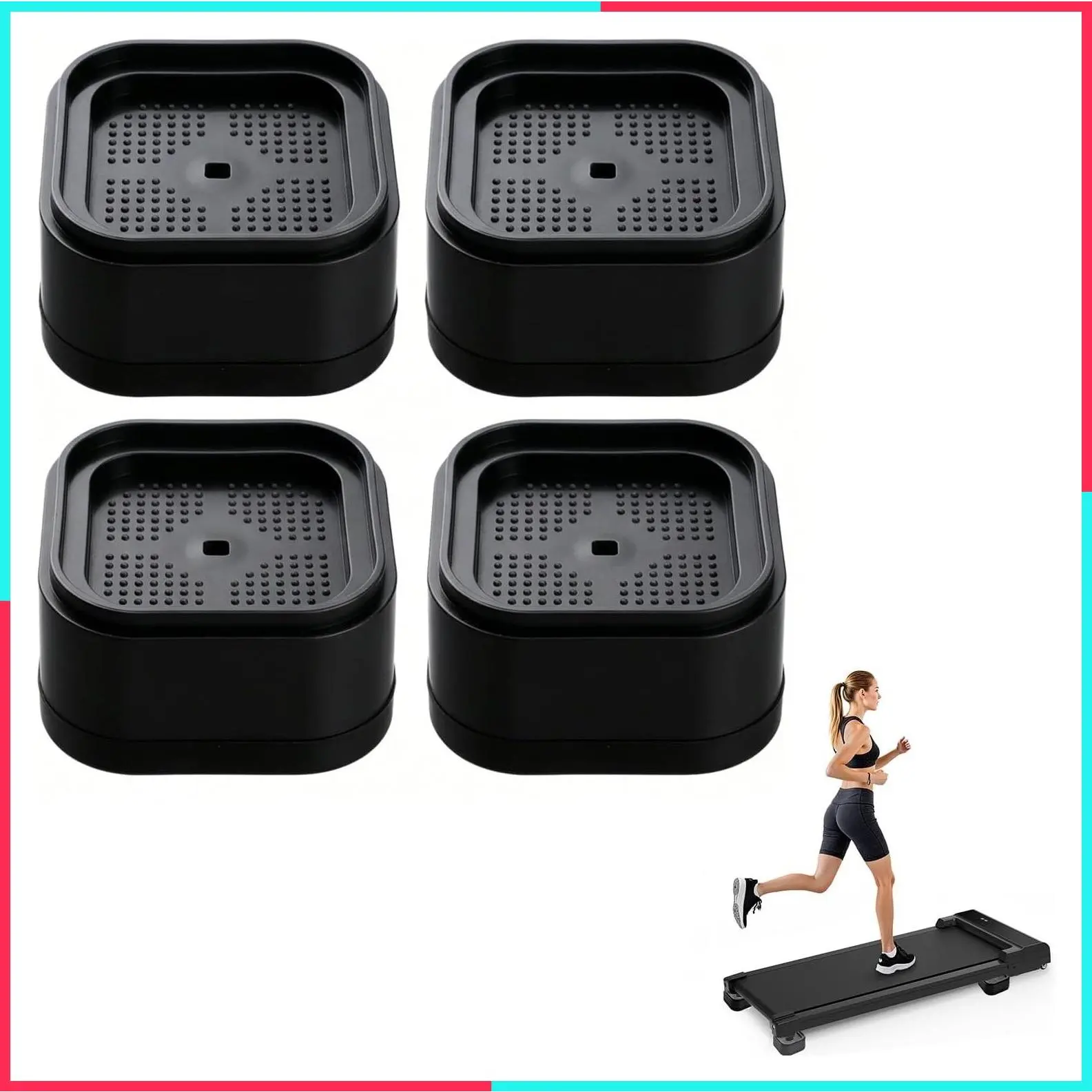 4 Pack Treadmill Incline Riser Blocks, Stackable Adjustable Height Pads, Non-Slip Support for Leveling and Uphill Workouts, Home Gym