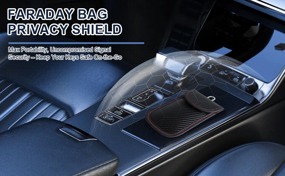 2 Pack Faraday Bag for Car Keys, Key Fob Protector Shielding Cage, Anti-Theft Faraday Pouch, Car RFID Signal Blocking Case, Anti-Hacking Blocker, Car Accessories(Red-line, M)