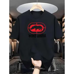 Halloween Skull T-shirt Ecko Unlt Graphic White Tee For Men Hip Hop Style Breathable Quick Dry Crew Neck Summer Sportswear Regular Fit Solid Color Casual T Shirt..