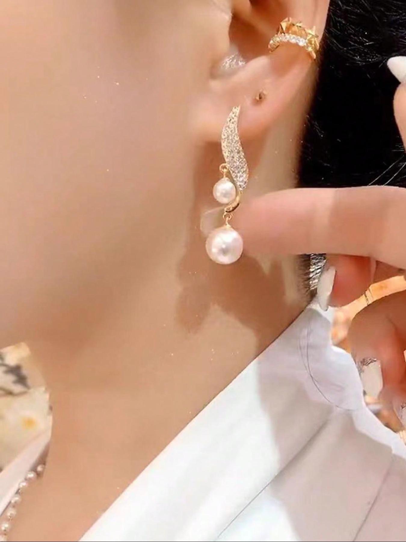 Faux Pearl Decorated High Quality Earrings, Elegant Jewelry for Party, Daily Clothing Decor, Trendy All-match & Exquisite Jewelry for Birthday Gift