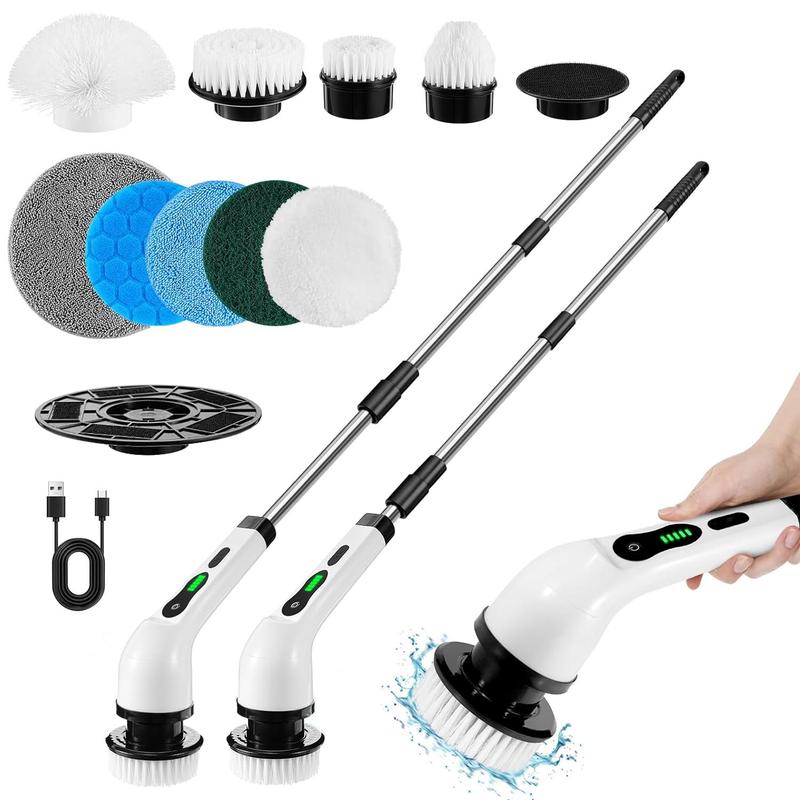 Electric Spin Scrubber for Summer Gift, Handheld Shower Scrubber, Spinning Scrub Brush with Comfortable Adjustable Handle, Bathroom Scrubber, 360° Cordless Household Cleaning Brush for Windows, Electric Spin Scrubbers, Cleaner, Portable, Durable